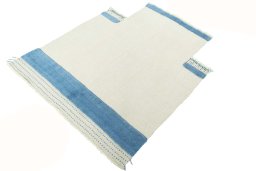 Corner detail of New Modern Design rug showing border pattern and Wool pile