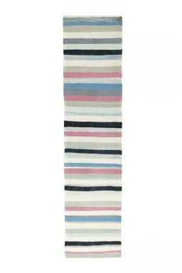 Full view of New Modern Design rug from Iran / Persia, 270 × 65 cm in Multi Color tones