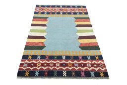 Close-up detail of New Modern Design rug from Iran / Persia showing Wool weave