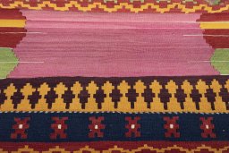 Close-up detail of New Modern Design rug from Iran / Persia showing Wool weave