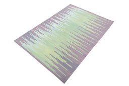 Corner detail of New Modern Design rug showing border pattern and Wool pile