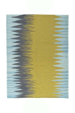Full view of New Modern Design rug from Iran / Persia, 184 × 137 cm in Yellow tones