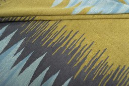 Full view of New Modern Design rug from Iran / Persia, 184 × 137 cm in Yellow tones