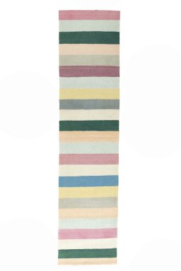 Full view of New Modern Design rug from Iran / Persia, 288 × 68 cm in Multi Color tones