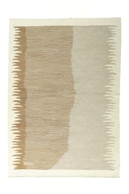 Full view of New Modern Design rug from Iran / Persia, 240 × 169 cm in Beige tones