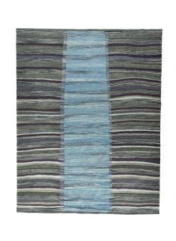 Full view of New Modern Design rug from Iran / Persia, 257 × 201 cm in Blue tones