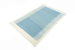 Corner detail of New Modern Design rug showing border pattern and Wool pile