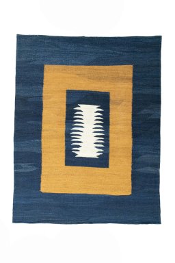 Full view of New Modern Design rug from Iran / Persia, 193 × 151 cm in Yellow tones