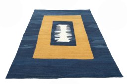 Close-up detail of New Modern Design rug from Iran / Persia showing Wool weave