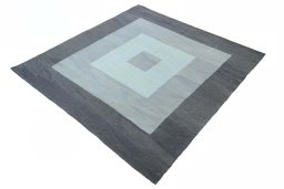 Corner detail of New Modern Design rug showing border pattern and Wool pile