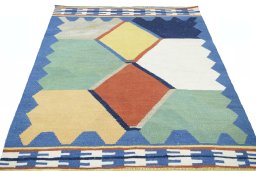 Close-up detail of New Modern Design rug from Iran / Persia showing Wool weave