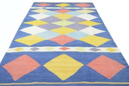 Close-up detail of New Modern Design rug from Iran / Persia showing Wool weave
