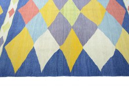 Close-up detail of New Modern Design rug from Iran / Persia showing Wool weave