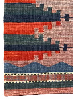 Close-up detail of New Modern Design rug from Iran / Persia showing Wool weave