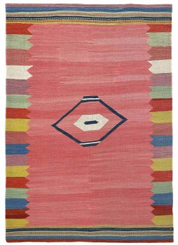Corner detail of New Modern Design rug showing border pattern and Wool pile