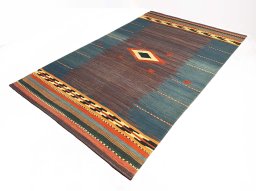 Close-up detail of New Modern Design rug from Iran / Persia showing Wool weave