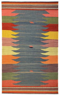 Close-up detail of New Modern Design rug from Iran / Persia showing Wool weave