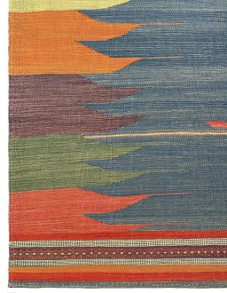 Close-up detail of New Modern Design rug from Iran / Persia showing Wool weave