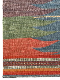 Full view of New Modern Design rug from Iran / Persia, 256 × 156 cm in Blue tones