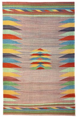Corner detail of New Modern Design rug showing border pattern and Wool pile