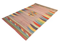 Close-up detail of New Modern Design rug from Iran / Persia showing Wool weave