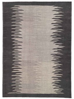 Corner detail of New Modern Design rug showing border pattern and Wool pile