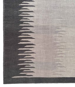 Backside of handmade New Modern Design rug showing knot structure and weave density