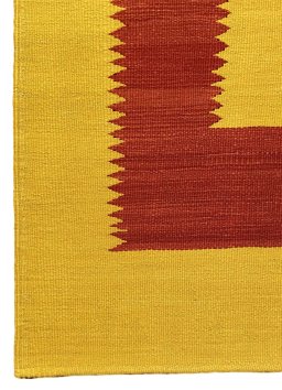 Full view of New Modern Design rug from Iran / Persia, 217 × 153 cm in Yellow tones