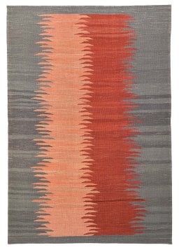 Corner detail of New Modern Design rug showing border pattern and Wool pile
