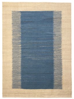 Full view of New Modern Design rug from Iran / Persia, 208 × 152 cm in Blue tones
