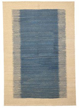Full view of New Modern Design rug from Iran / Persia, 245 × 171 cm in Blue tones