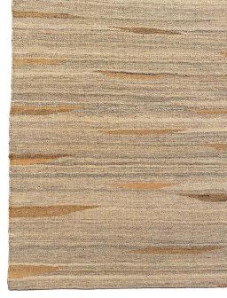 Backside of handmade New Modern Design rug showing knot structure and weave density