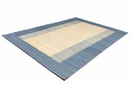 Corner detail of New Modern Design rug showing border pattern and Wool pile