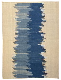 Full view of New Modern Design rug from Iran / Persia, 211 × 155 cm in Blue tones