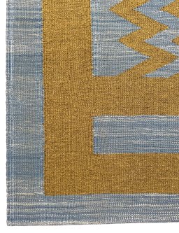 Backside of handmade New Modern Design rug showing knot structure and weave density