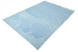 Corner detail of New Modern Design rug showing border pattern and Wool pile
