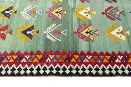 Close-up detail of New Modern Design rug from Iran / Persia showing Wool weave