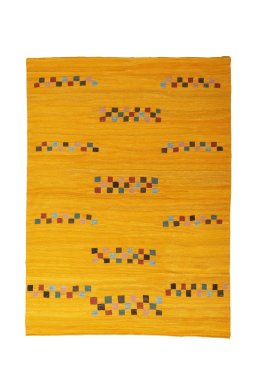 Full view of New Modern Design rug from Iran / Persia, 250 × 183 cm in Yellow tones