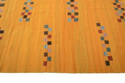 Close-up detail of New Modern Design rug from Iran / Persia showing Wool weave