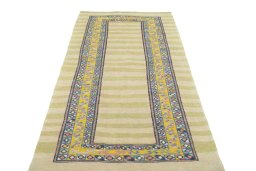 Close-up detail of New Modern Design rug from Iran / Persia showing Wool weave