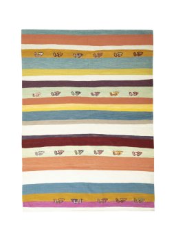 Full view of New Modern Design rug from Iran / Persia, 264 × 192 cm in Multi Color tones