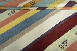 Full view of New Modern Design rug from Iran / Persia, 264 × 192 cm in Multi Color tones
