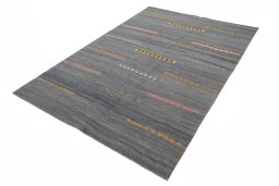 Corner detail of New Modern Design rug showing border pattern and Wool pile