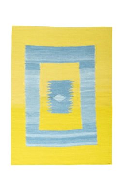 Full view of New Modern Design rug from Iran / Persia, 210 × 154 cm in Yellow tones