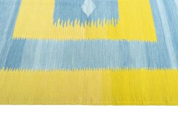 Close-up detail of New Modern Design rug from Iran / Persia showing Wool weave
