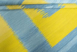 Full view of New Modern Design rug from Iran / Persia, 210 × 154 cm in Yellow tones