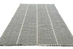 Close-up detail of New Modern Design rug from Iran / Persia showing Wool weave