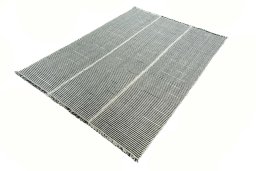 Corner detail of New Modern Design rug showing border pattern and Wool pile
