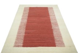 Close-up detail of New Modern Design rug from Iran / Persia showing Wool weave