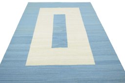 Close-up detail of New Modern Design rug from Iran / Persia showing Wool weave
